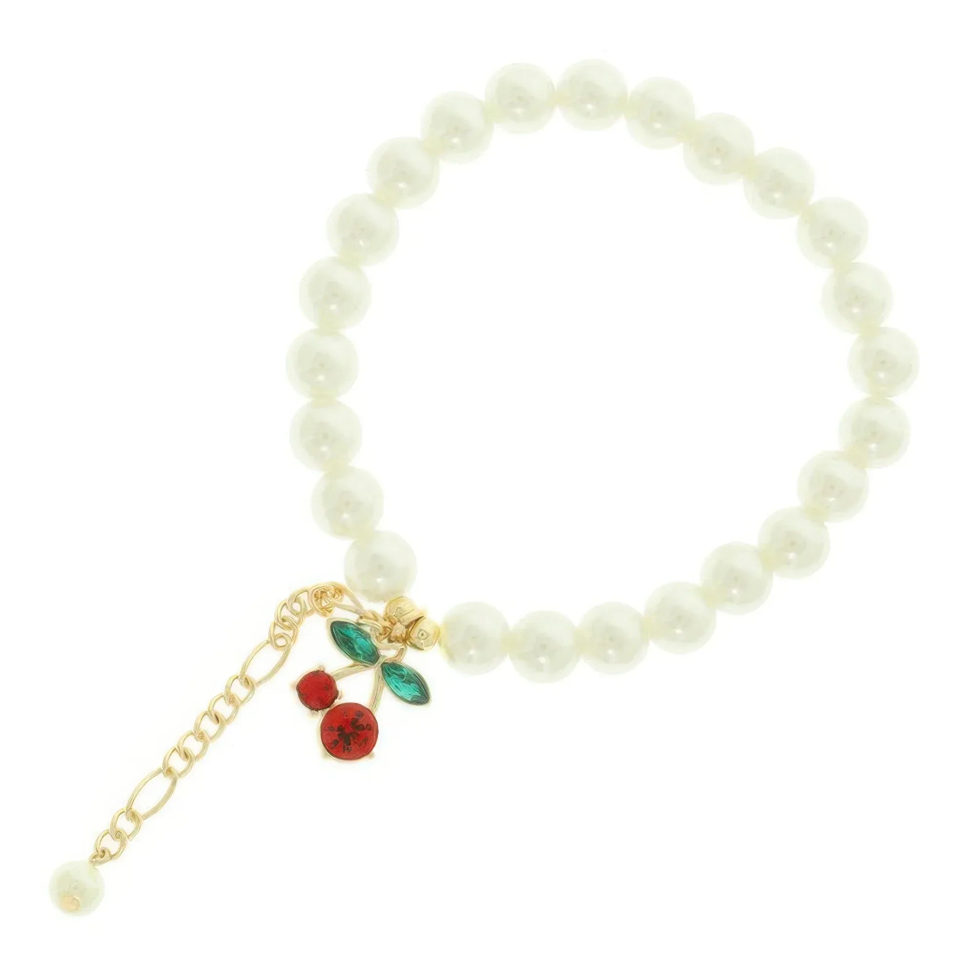 Jeweled Red Cherry Charm Bracelet Secondary image