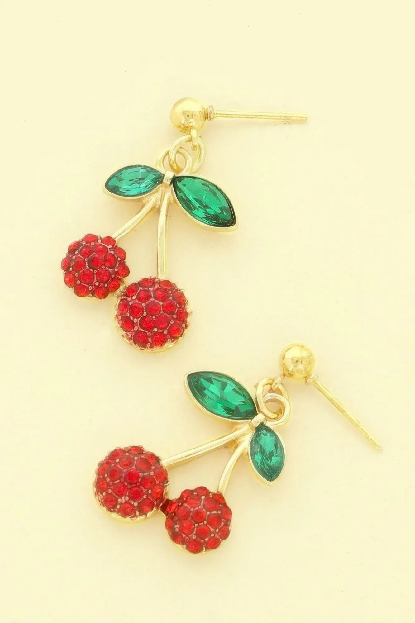 Jeweled Red Cherry Post Earrings | Mixtshop LLC Main image