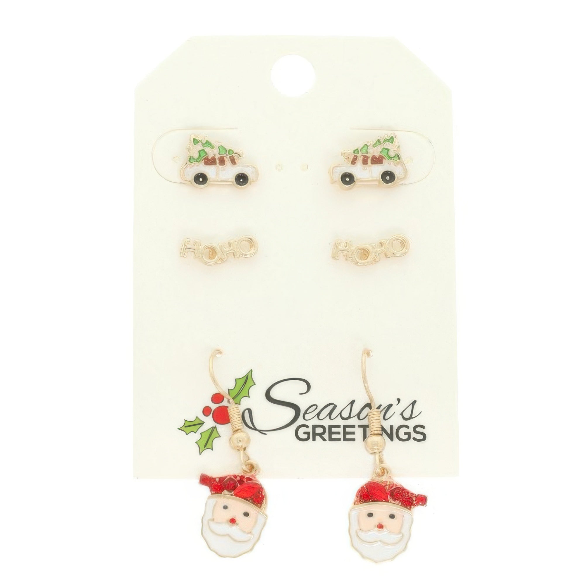 3pr Christmas Santa Hoho Earring Set Secondary image