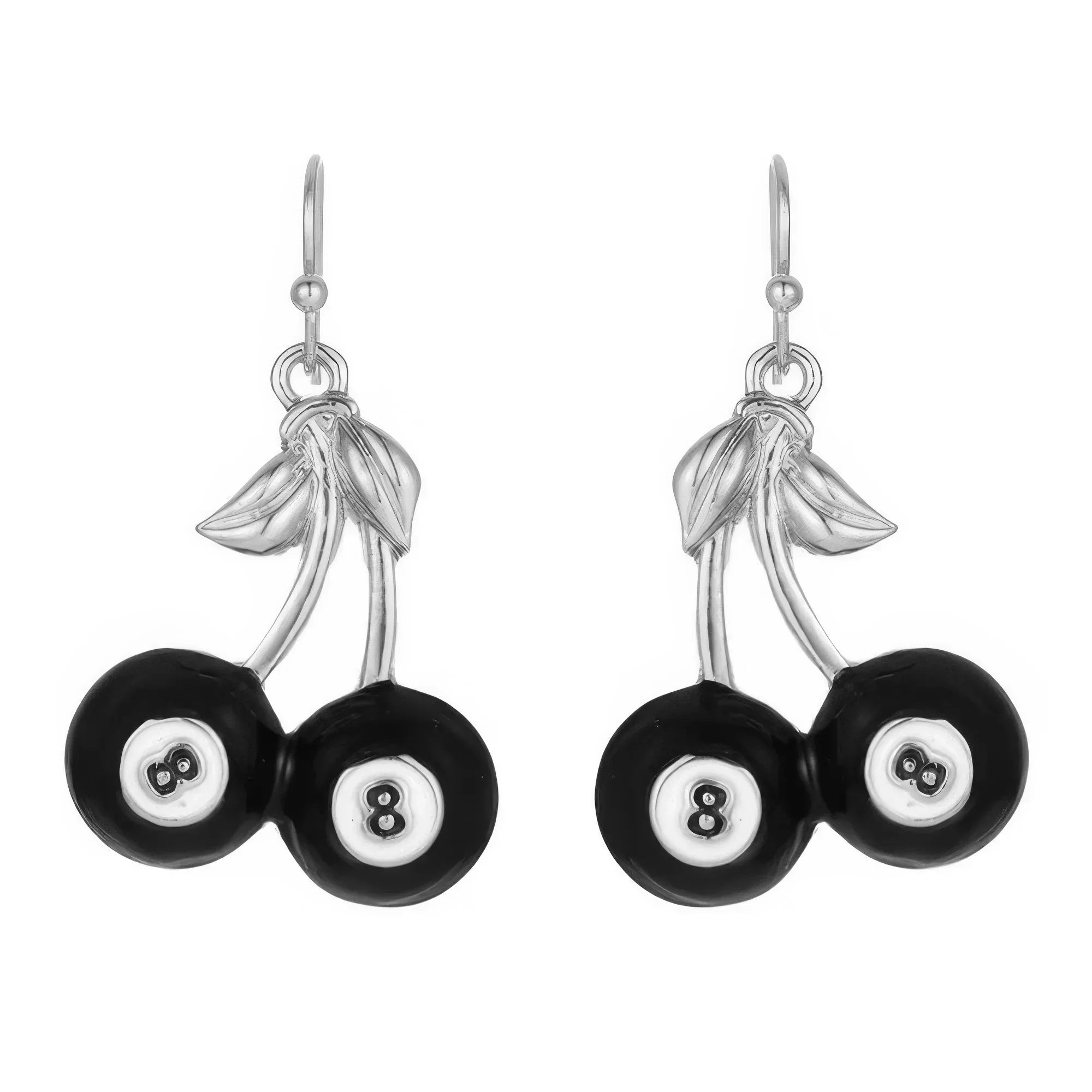 High Stakes 8 Ball Cherry French Wire Earrings | Mixtshop LLC