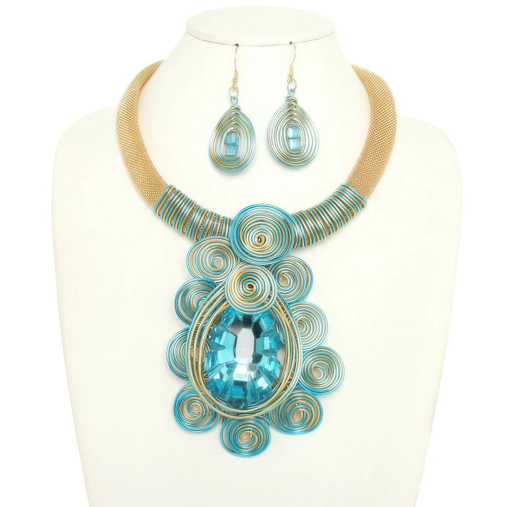 African Inspired Spiral Amulet Necklace Set | Mixtshop LLC Main image