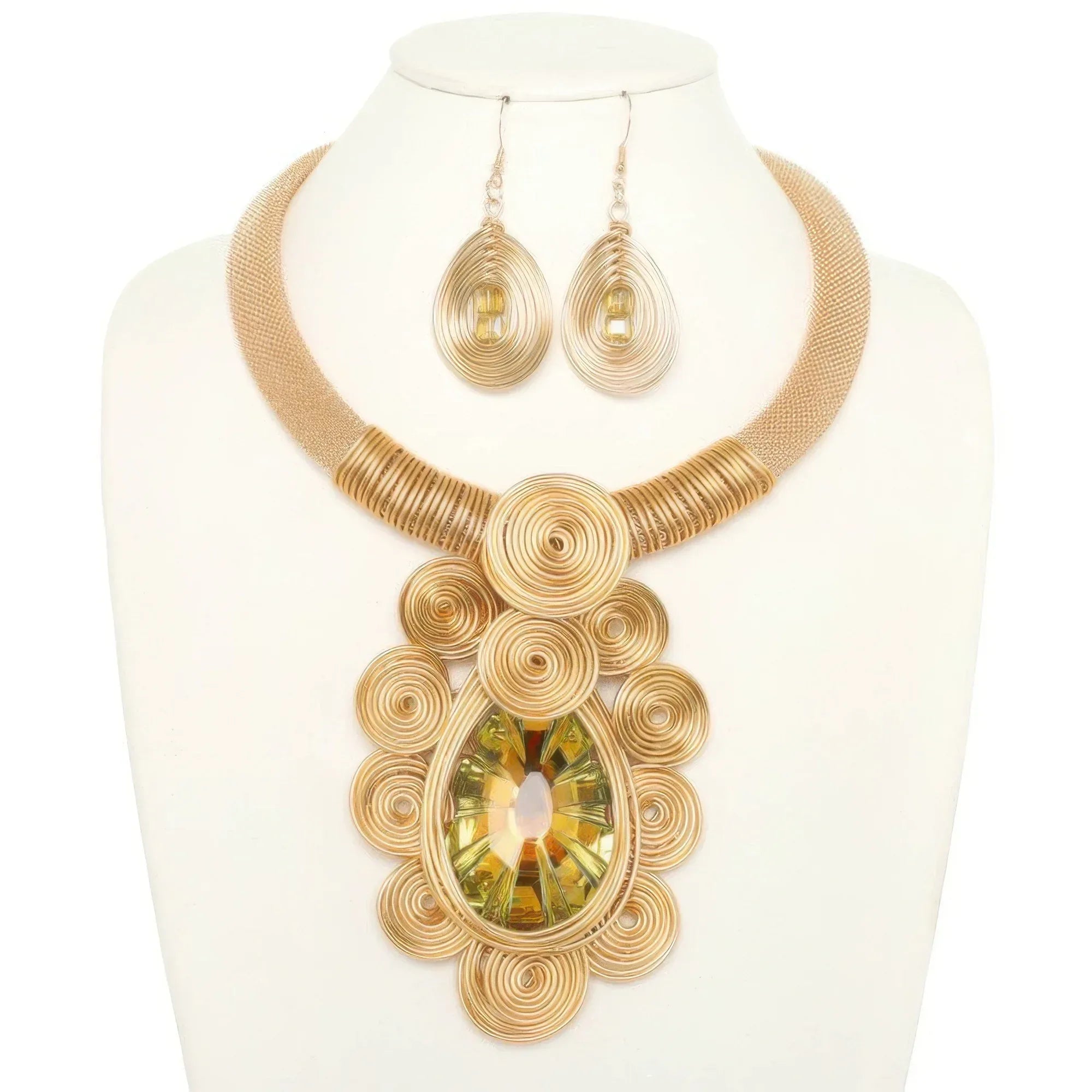 African Inspired Spiral Amulet Necklace Set | Mixtshop LLC