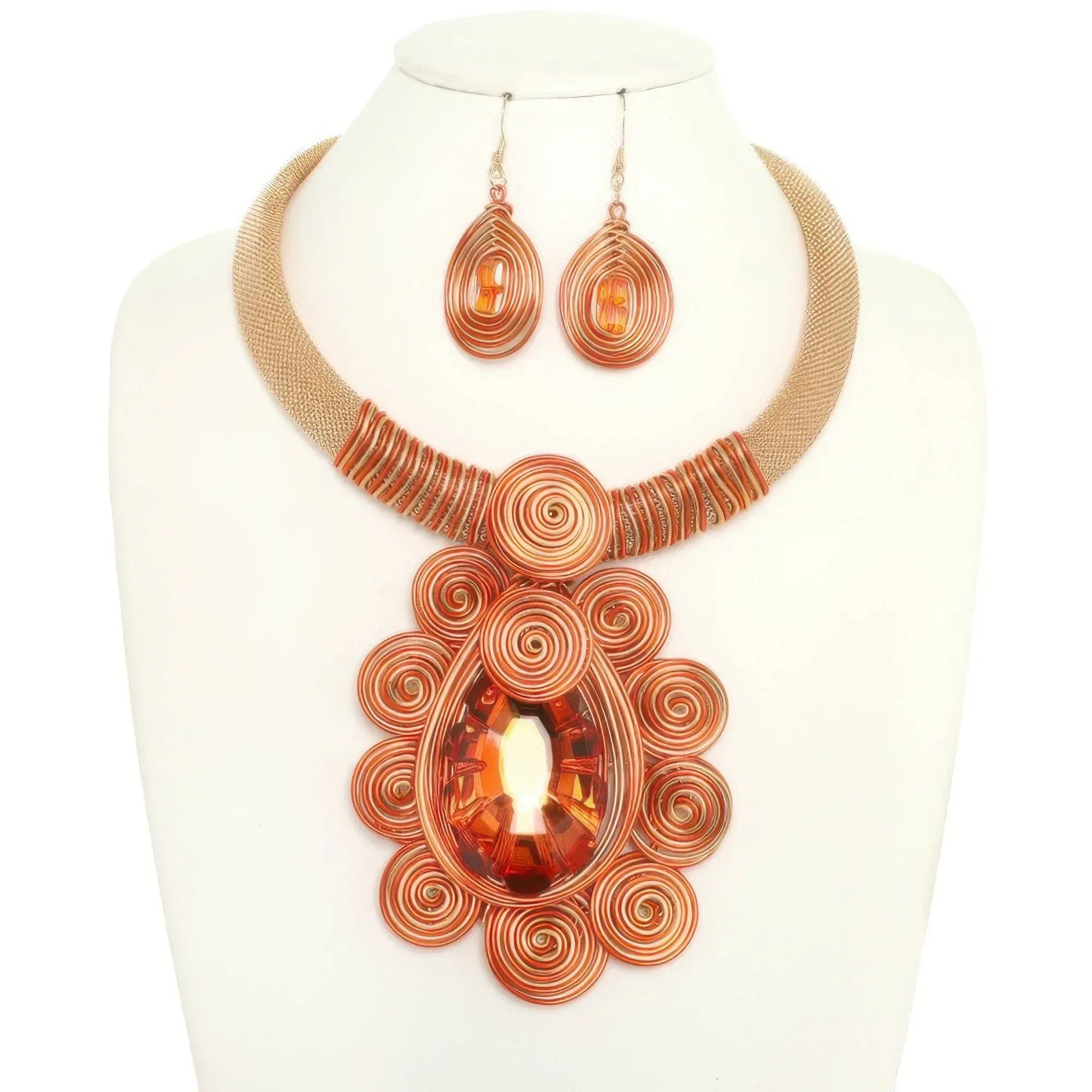 African Inspired Spiral Amulet Necklace Set | Mixtshop LLC