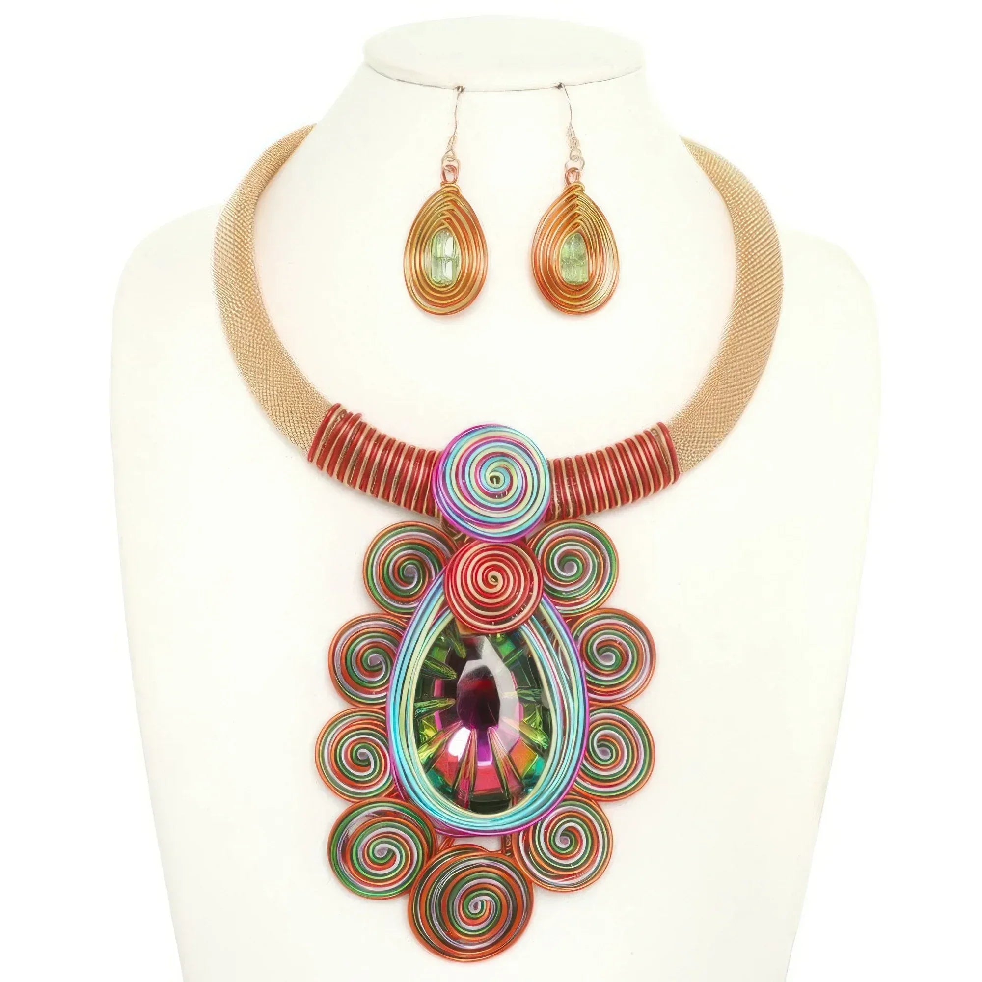 African Inspired Spiral Amulet Necklace Set | Mixtshop LLC
