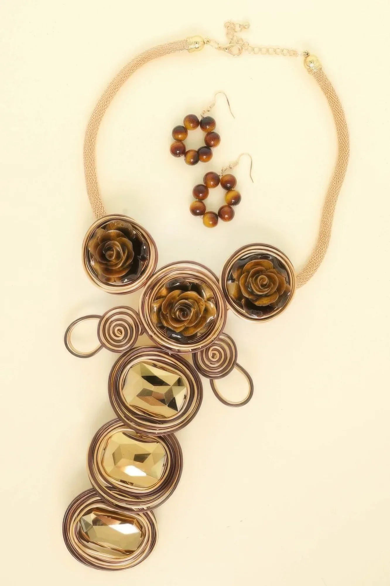Floral Spiral Crystal Amulet Necklace Set | Mixtshop LLC