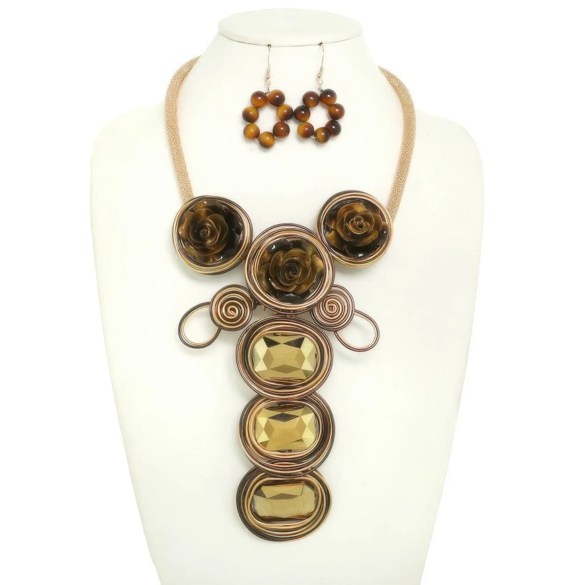 Floral Spiral Crystal Amulet Necklace Set | Mixtshop LLC