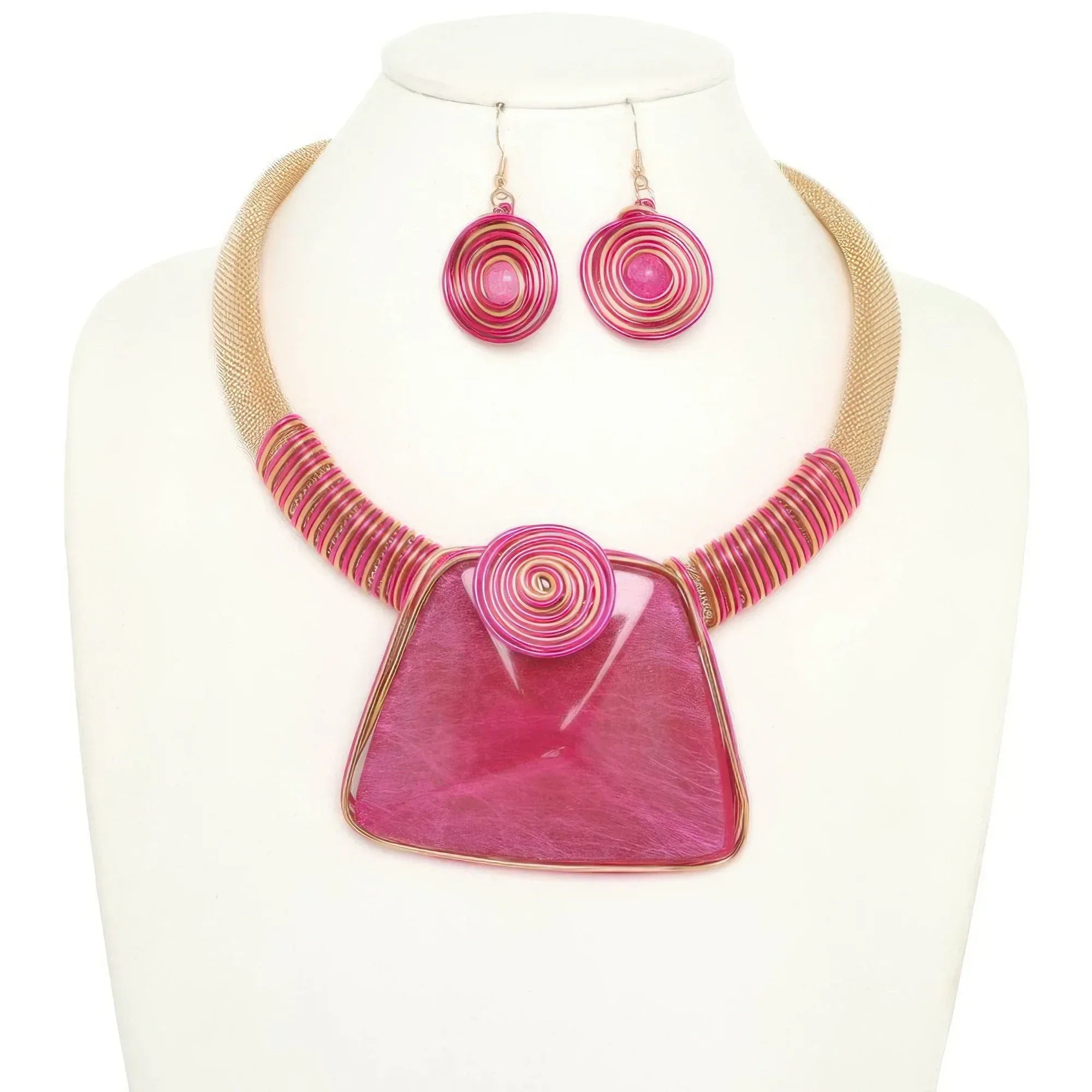 Spiral Stone Necklace Set Secondary image