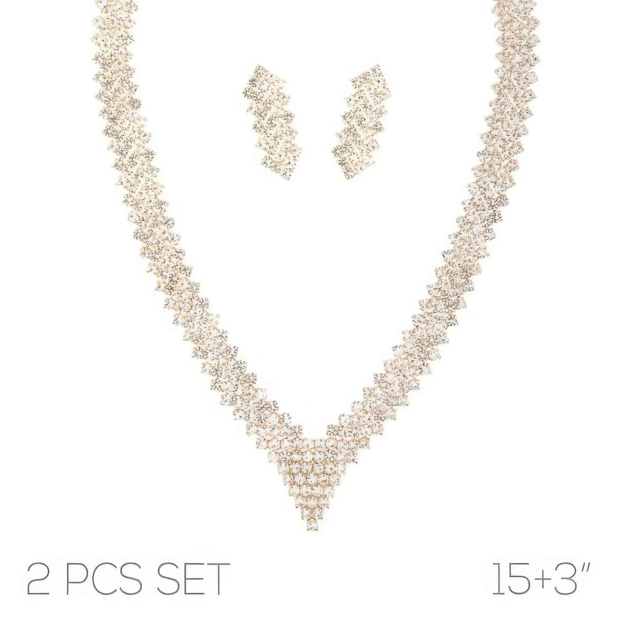 Crystal Rhinestone V-shape Necklace Set | Mixtshop LLC Main image