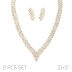 Crystal Rhinestone V-shape Necklace Set | Mixtshop LLC