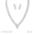 Crystal Rhinestone V-shape Necklace Set | Mixtshop LLC