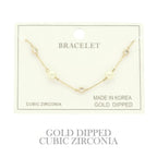 Gold Plated Pearl Cz Station Bracelet | Mixtshop LLC