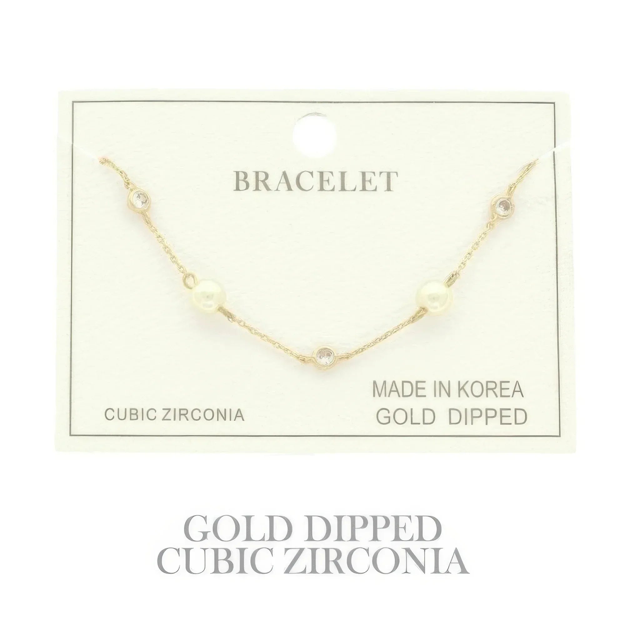 Gold Plated Pearl Cz Station Bracelet | Mixtshop LLC
