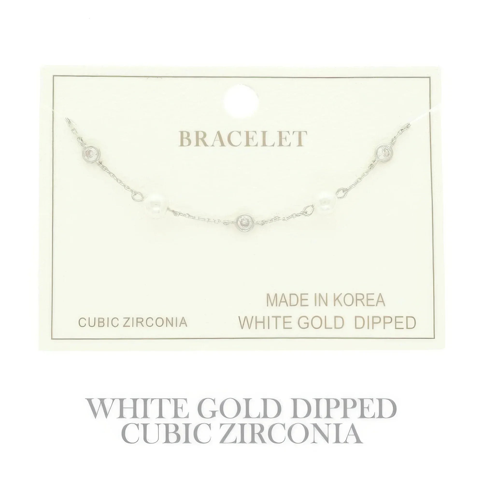 Gold Plated Pearl Cz Station Bracelet Secondary image
