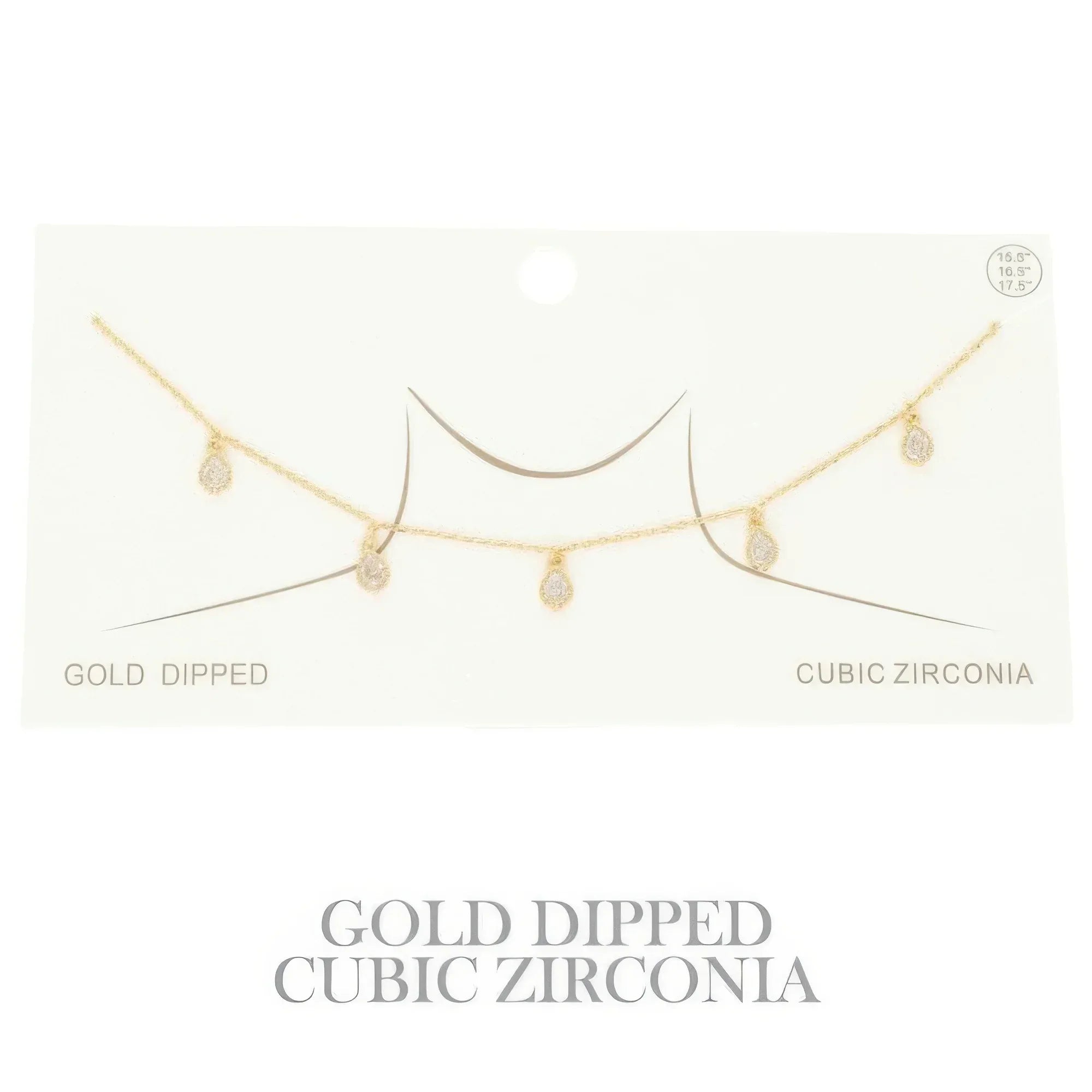 Gold Plated Teardrop Cz Station Necklace | Mixtshop LLC Main image