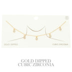 Gold Plated Teardrop Cz Station Necklace | Mixtshop LLC