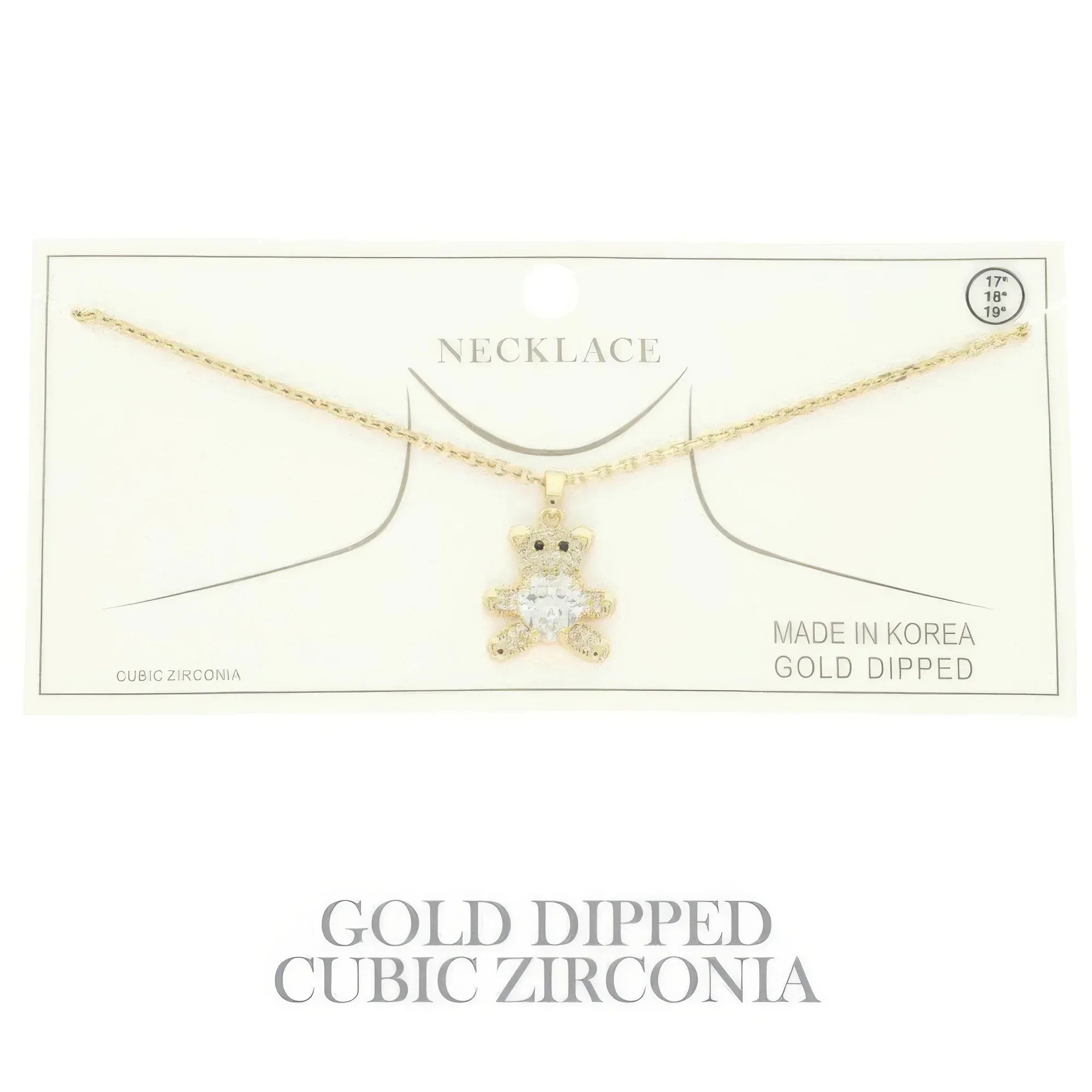 Gold Plated Teddy Bear Cz Pendant Necklace | Mixtshop LLC