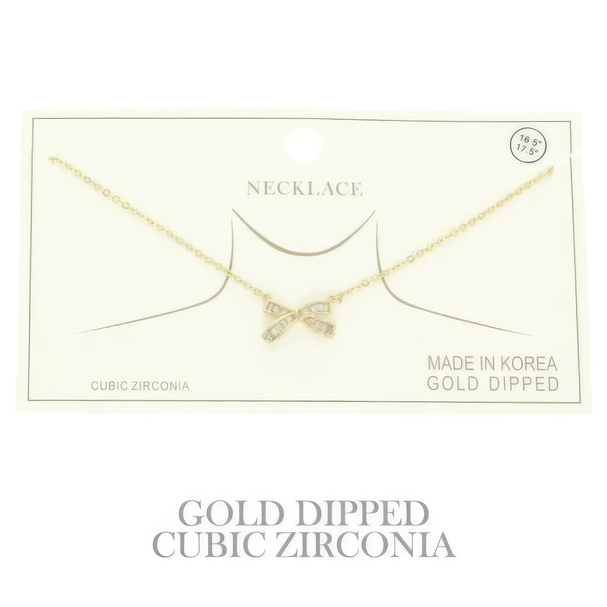 Gold Plated Cz Bow Pendant Necklace | Mixtshop LLC Main image