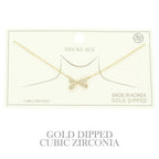 Gold Plated Cz Bow Pendant Necklace | Mixtshop LLC