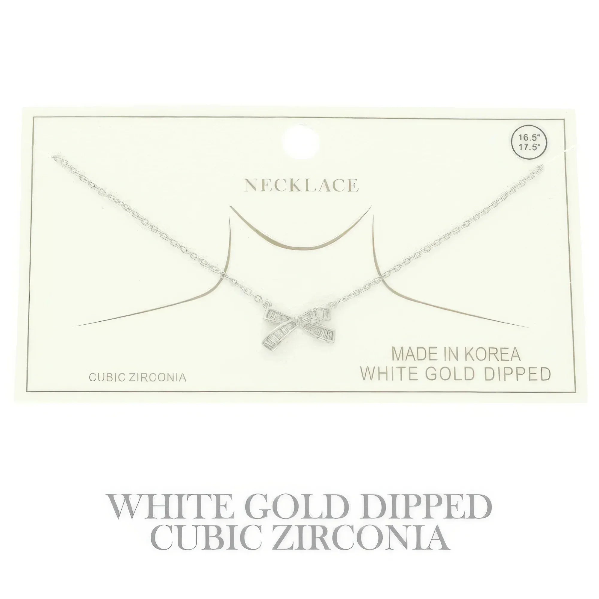 Gold Plated Cz Bow Pendant Necklace Secondary image