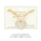 Gold Plated Cz Heart Charm Bracelet | Mixtshop LLC