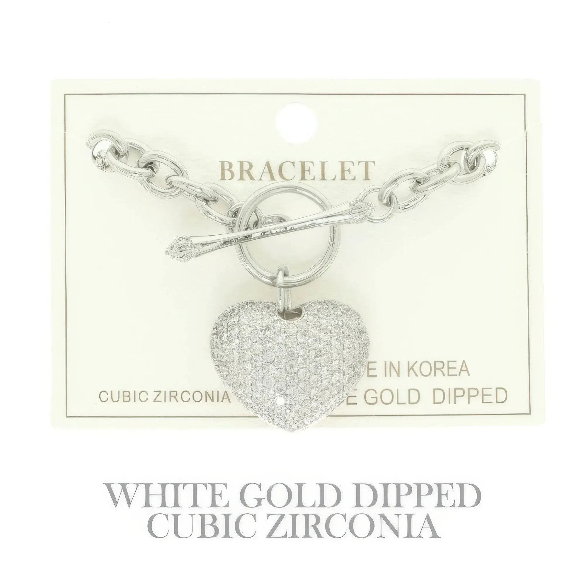 Gold Plated Cz Heart Charm Bracelet | Mixtshop LLC