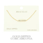 Gold Plated Cz Bar Chain Bracelet | Mixtshop LLC
