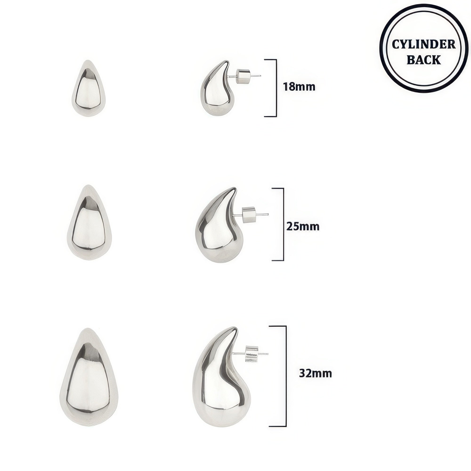 3 Pair Pear-shaped Post Earrings Set Secondary image