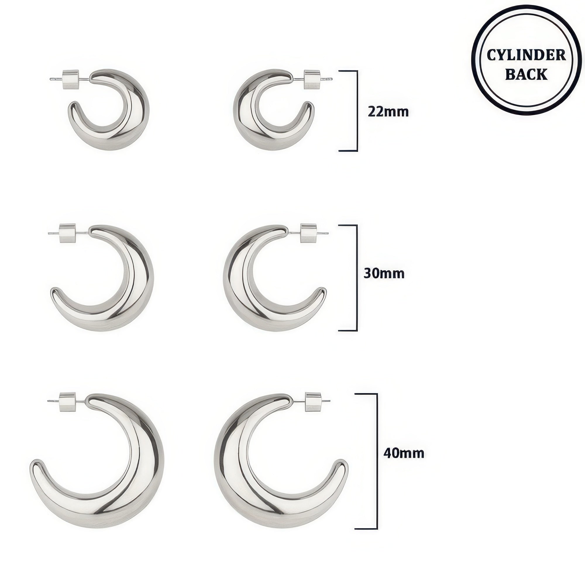 3 Pair Crescent Hoop Earring Set Secondary image