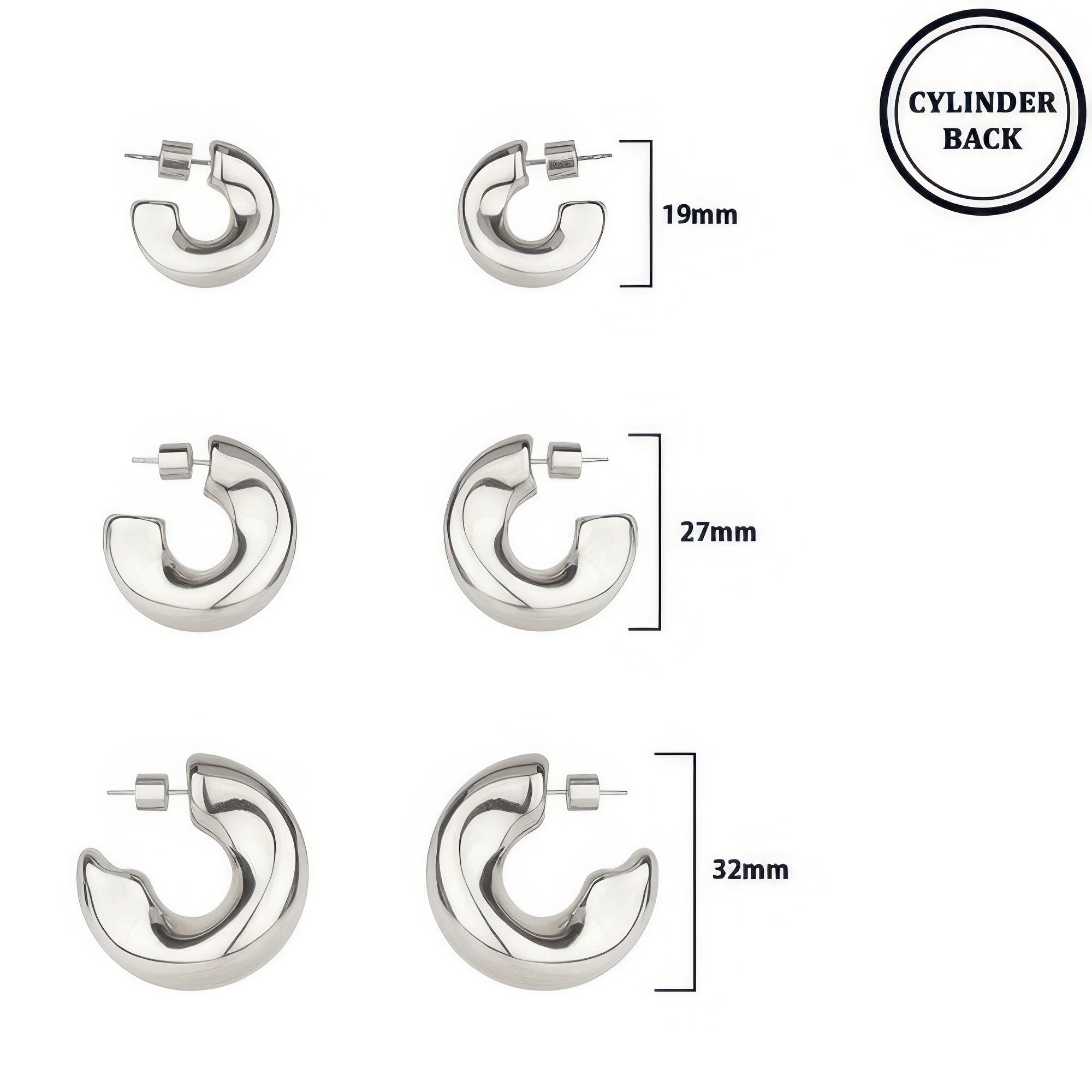 3 Pair Elbow Hoop Earring Set Secondary image