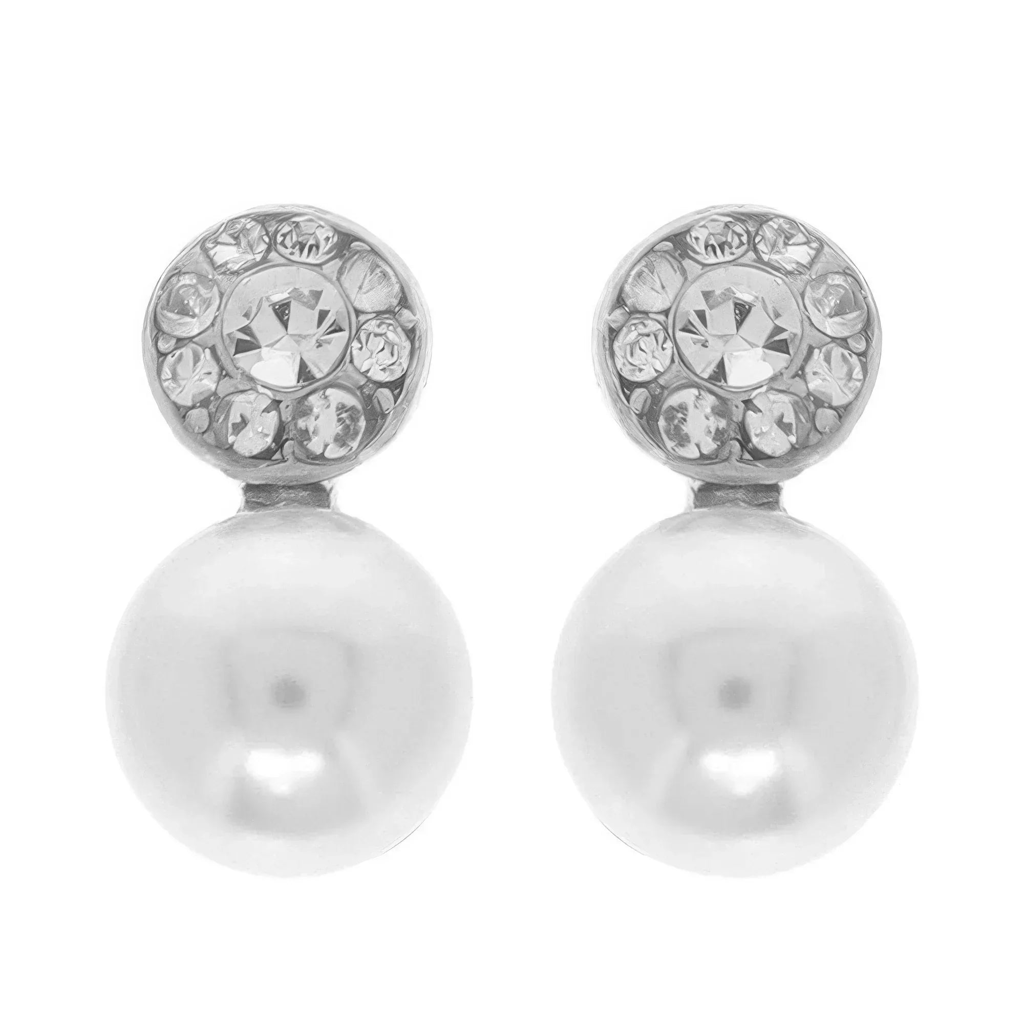 Jeweled White Pearl Earrings Secondary image