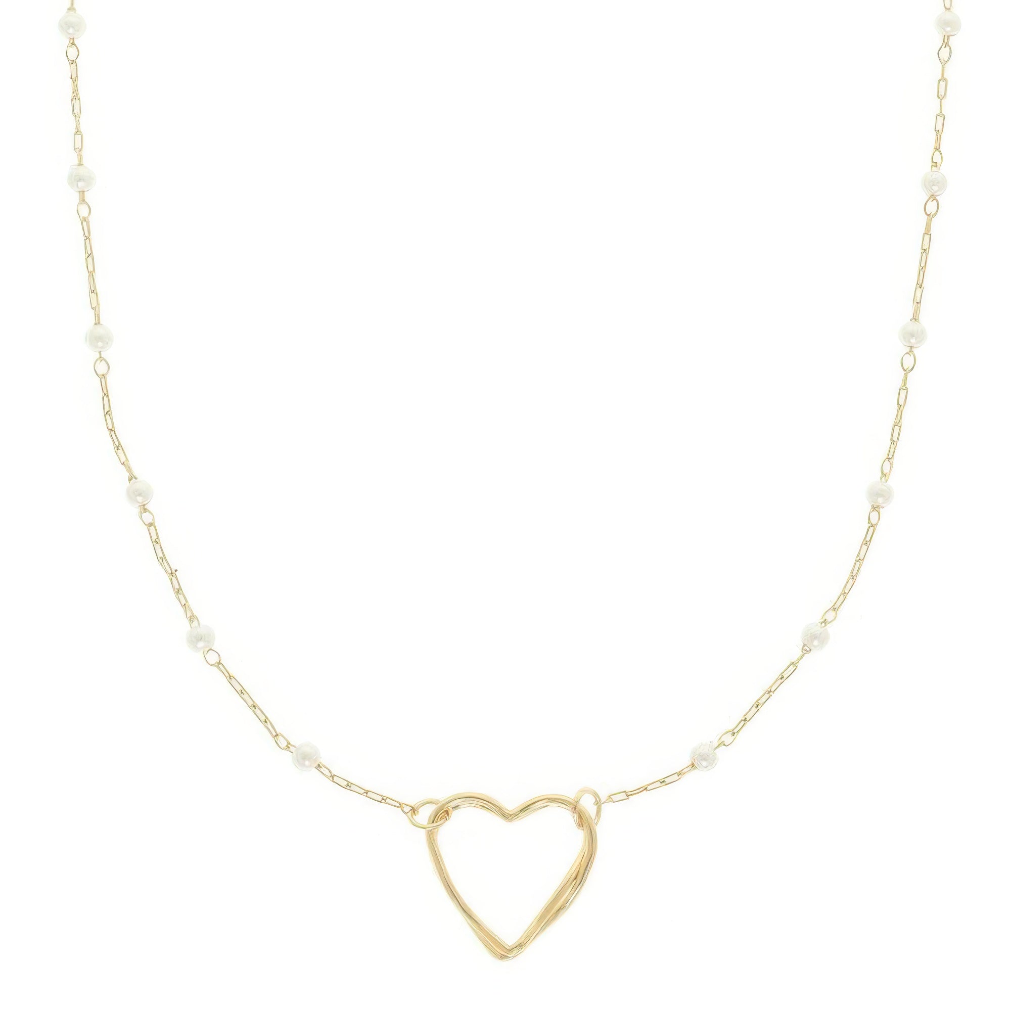 White Pearl Station Heart Necklace Secondary image