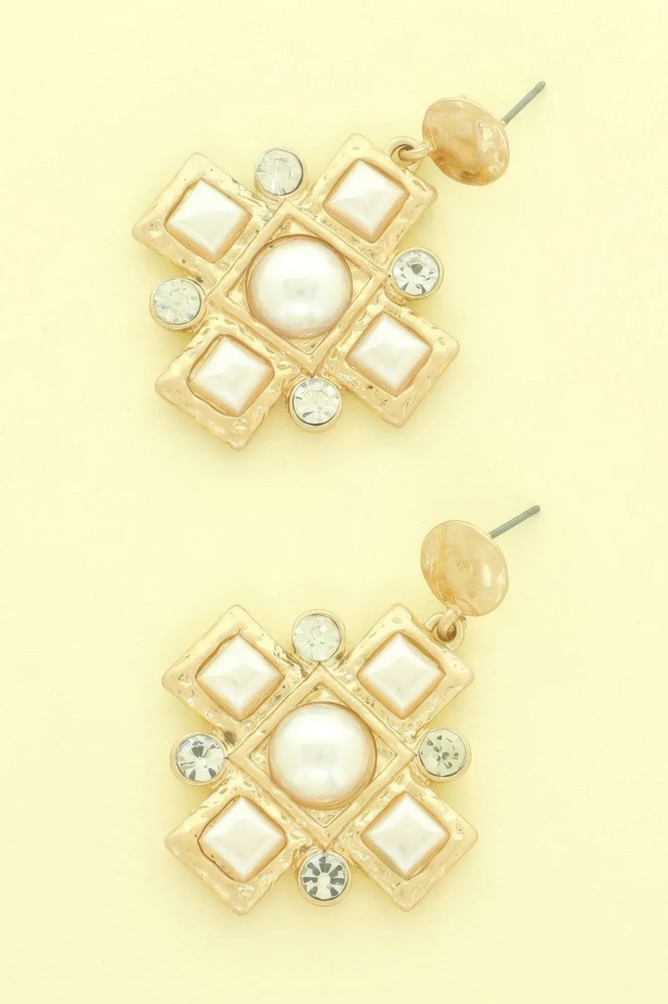 Sqaure Jeweled Cross Earrings | Mixtshop LLC Main image