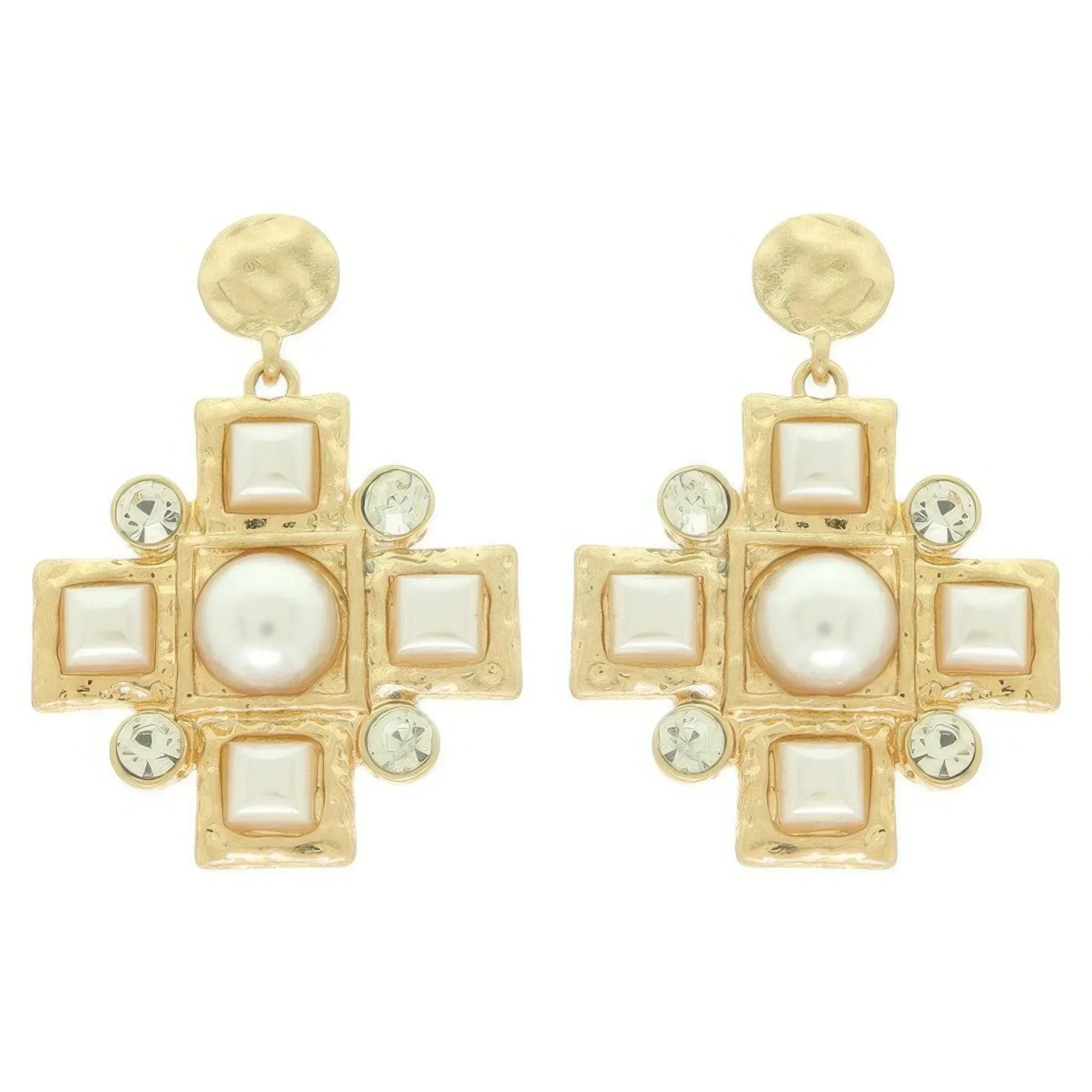 Sqaure Jeweled Cross Earrings Secondary image