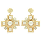 Sqaure Jeweled Cross Earrings | Mixtshop LLC