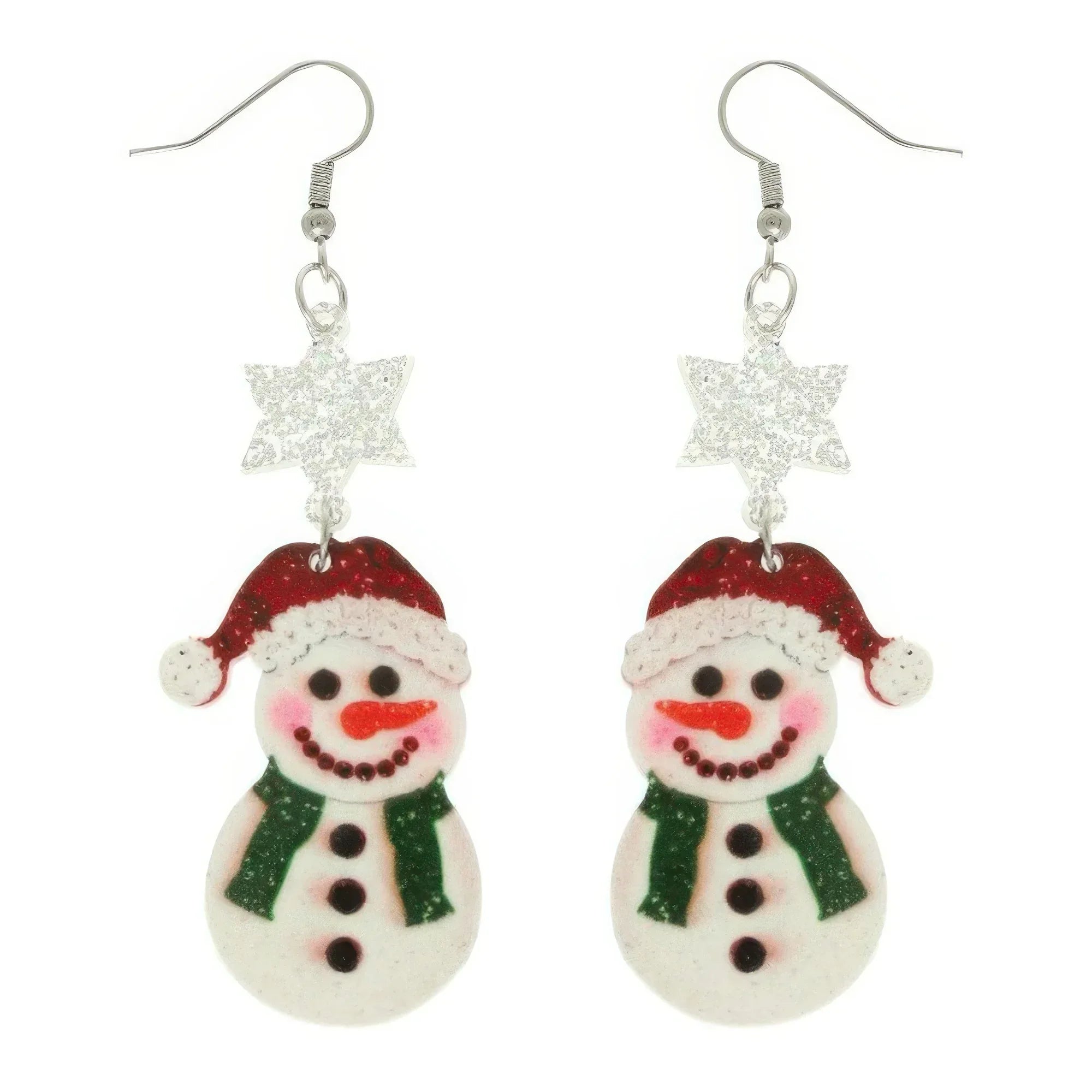 Christmas Acrylic Snowman Dangle Earrings Secondary image