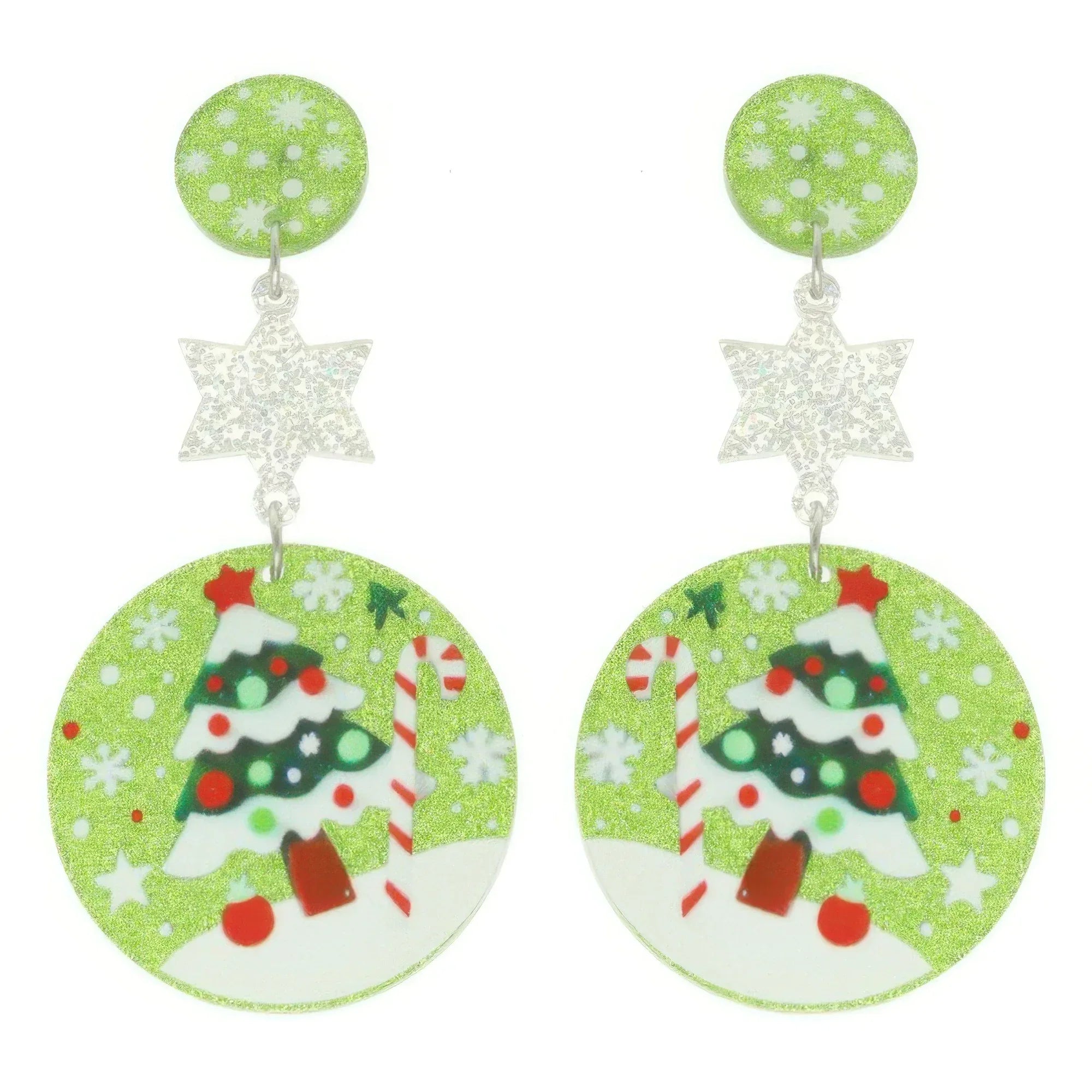 Christmas Tree Ornament Post Dangle Earrings | Mixtshop LLC