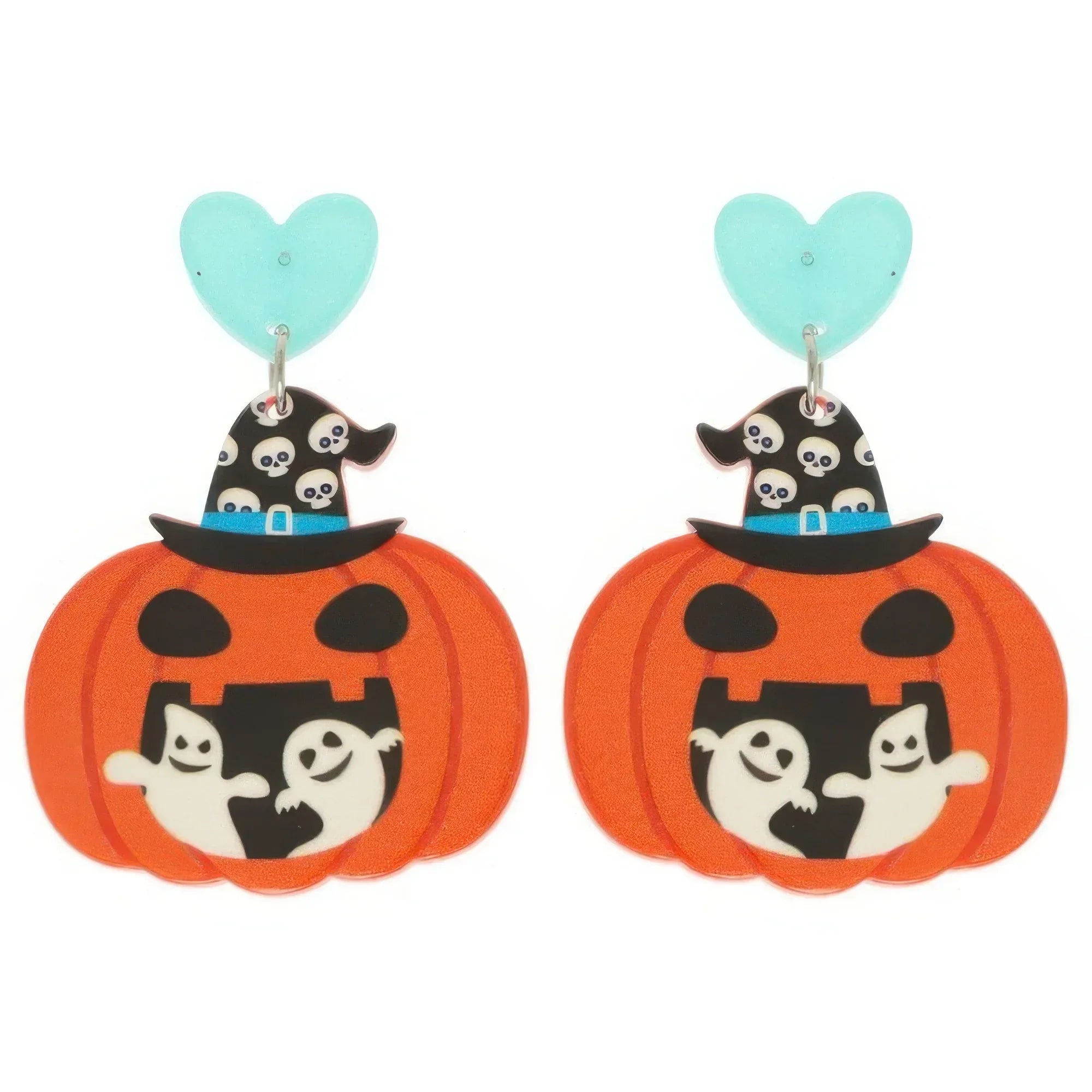 Halloween Ghost And Pumpkin Post Dangle Earrings | Mixtshop LLC
