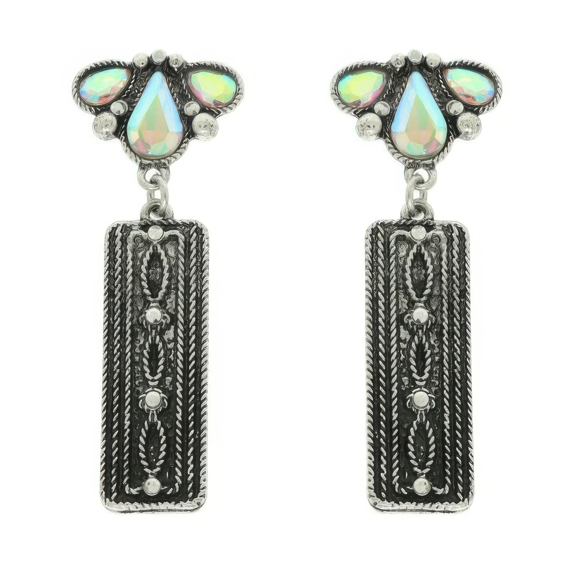 Western Jeweled Bar Dangle Concho Earrings | Mixtshop LLC