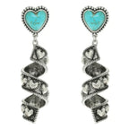 Western Turquoise Heart Spiral Earrings | Mixtshop LLC