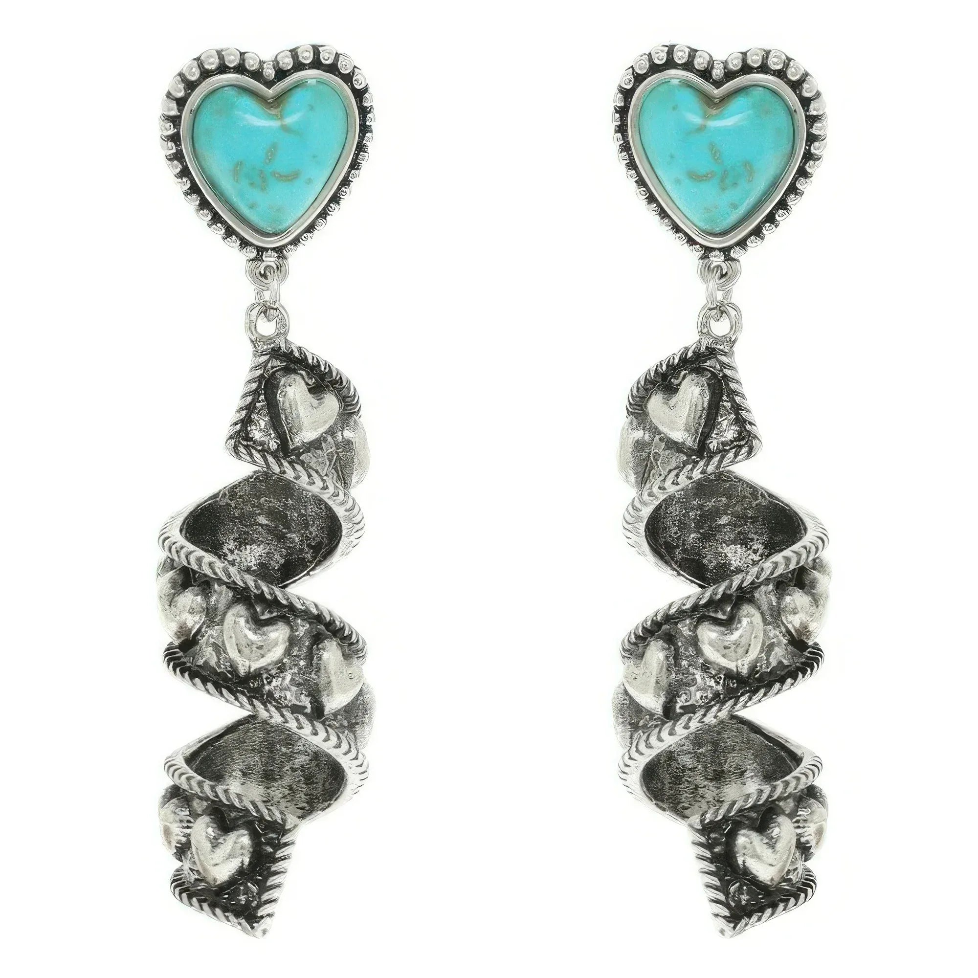 Western Turquoise Heart Spiral Earrings | Mixtshop LLC