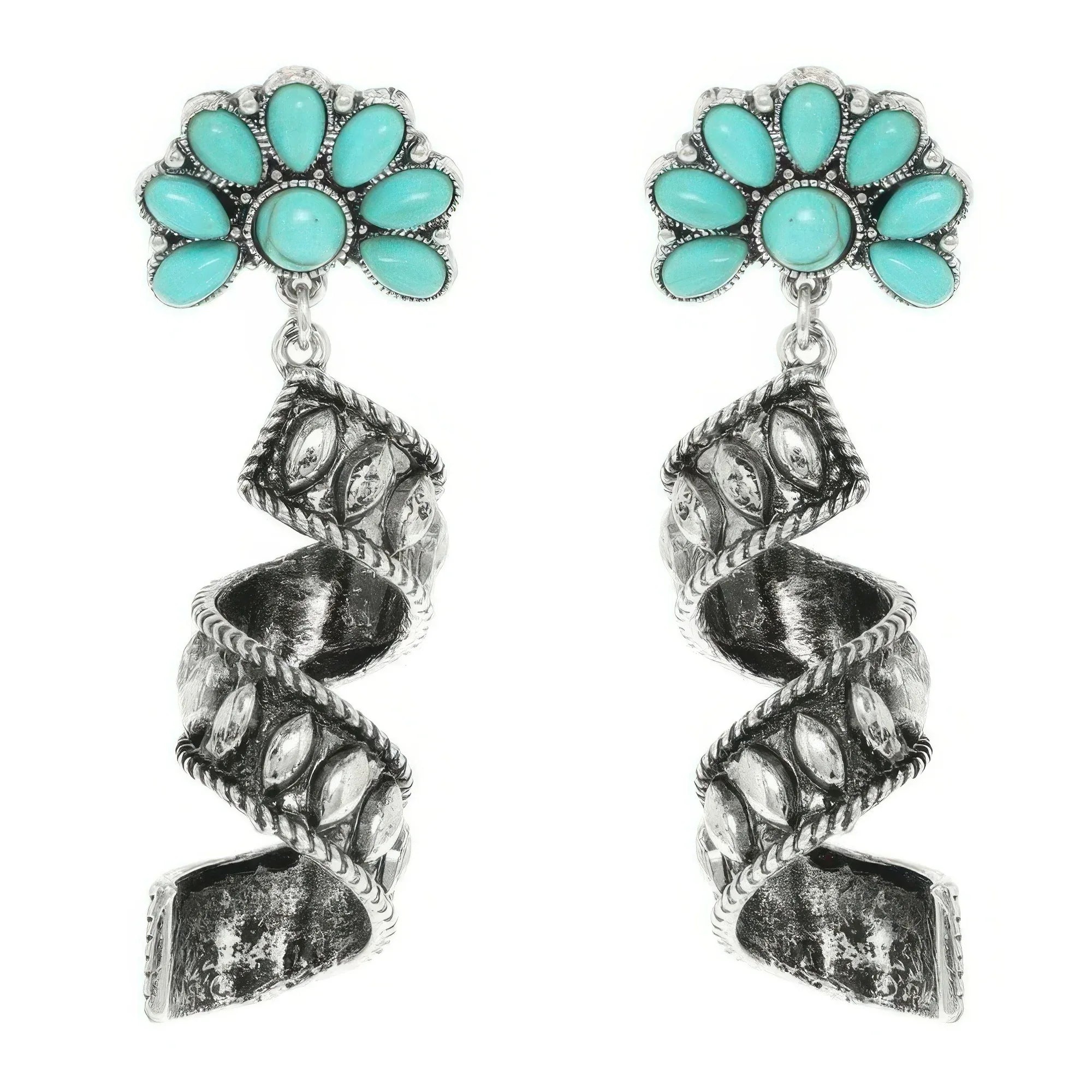 Western Turquoise Spiral Concho Earrings | Mixtshop LLC