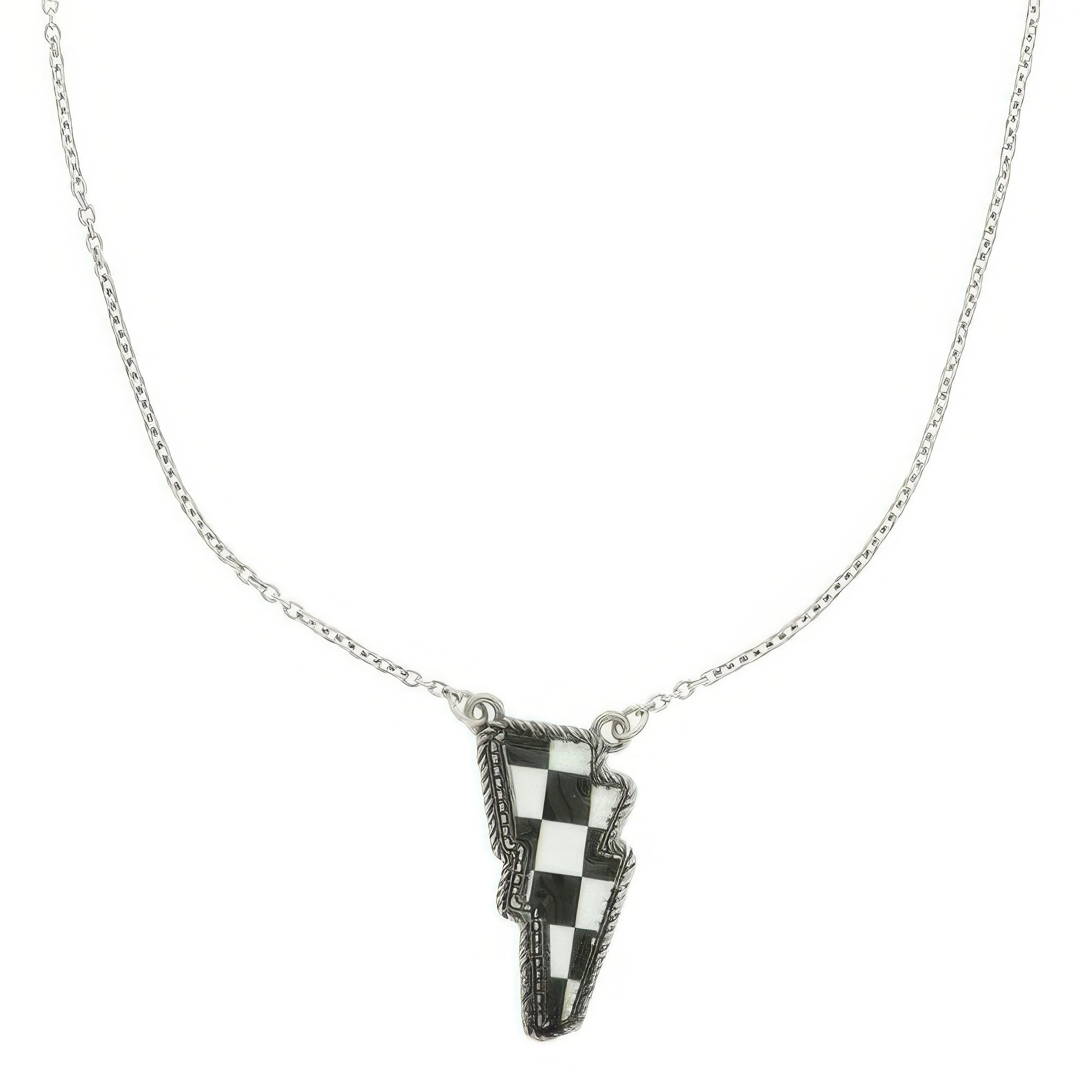 Western Checker Flag Lightning Pendant Necklace Secondary image
