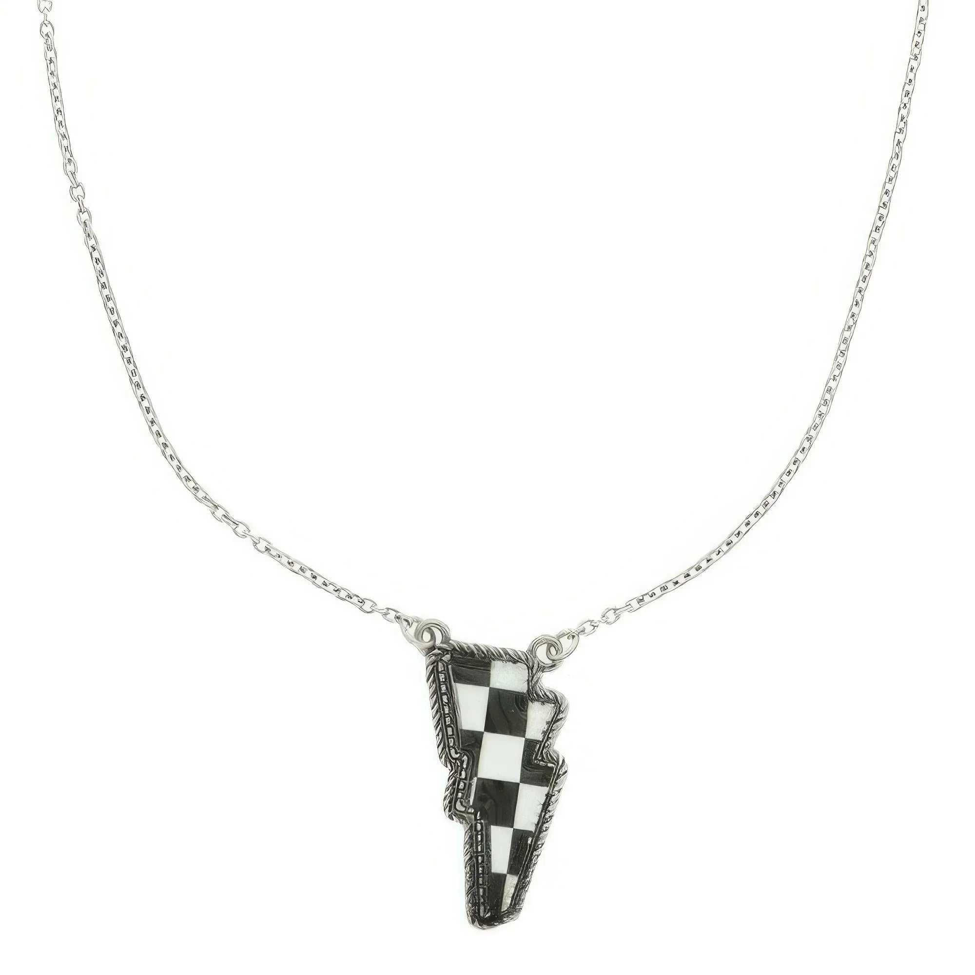 Western Checker Flag Lightning Pendant Necklace | Mixtshop LLC