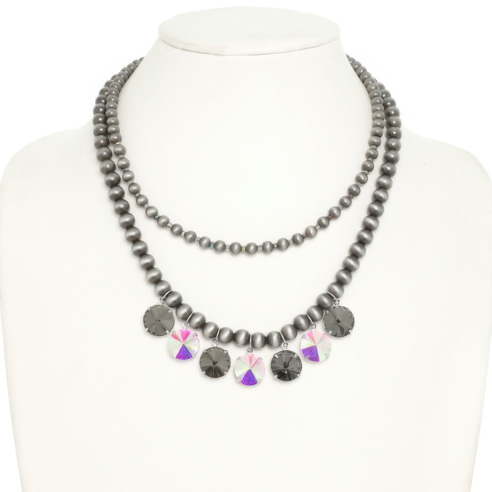 Western Dual Strand Crystal Teardrop Necklace Secondary image