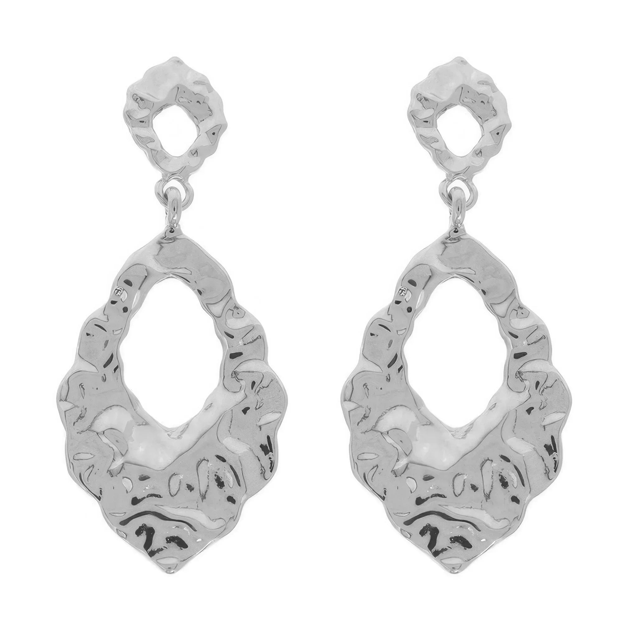 Hammered Finish Teardrop Hoop Earrings Secondary image