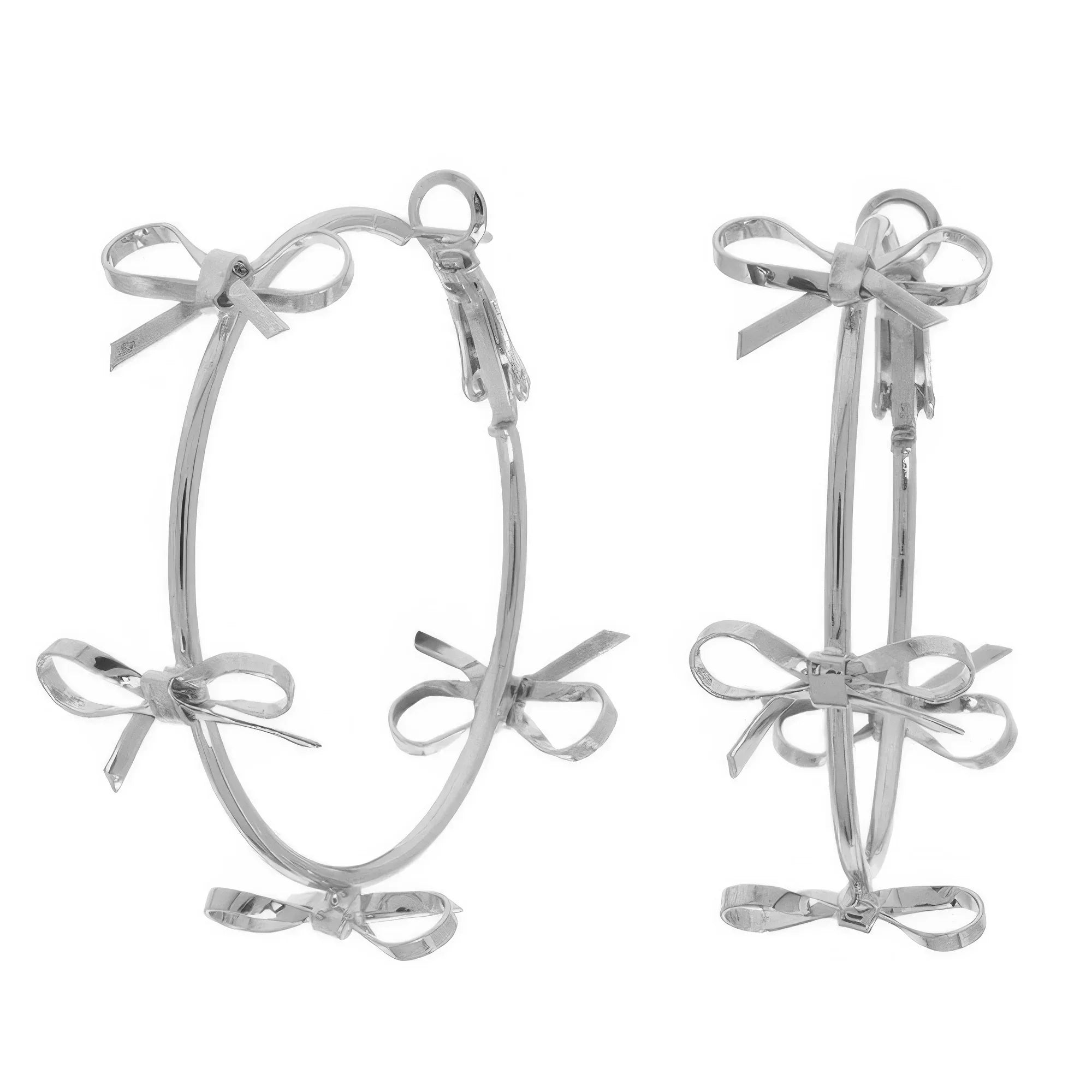 Polish Open Bow Wire Hoop Earrings Secondary image