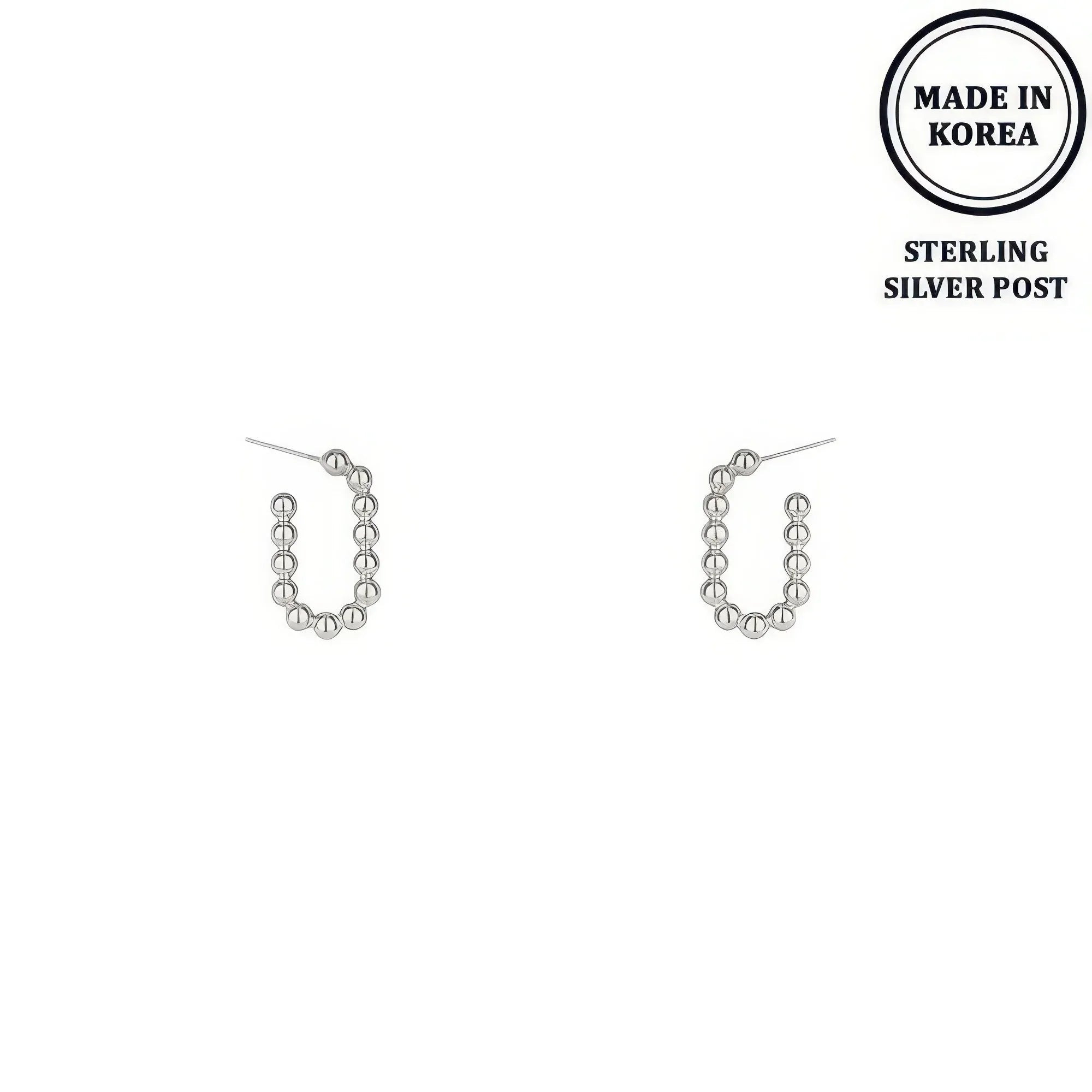 Ball Beaded Hoop Post Earrings Secondary image