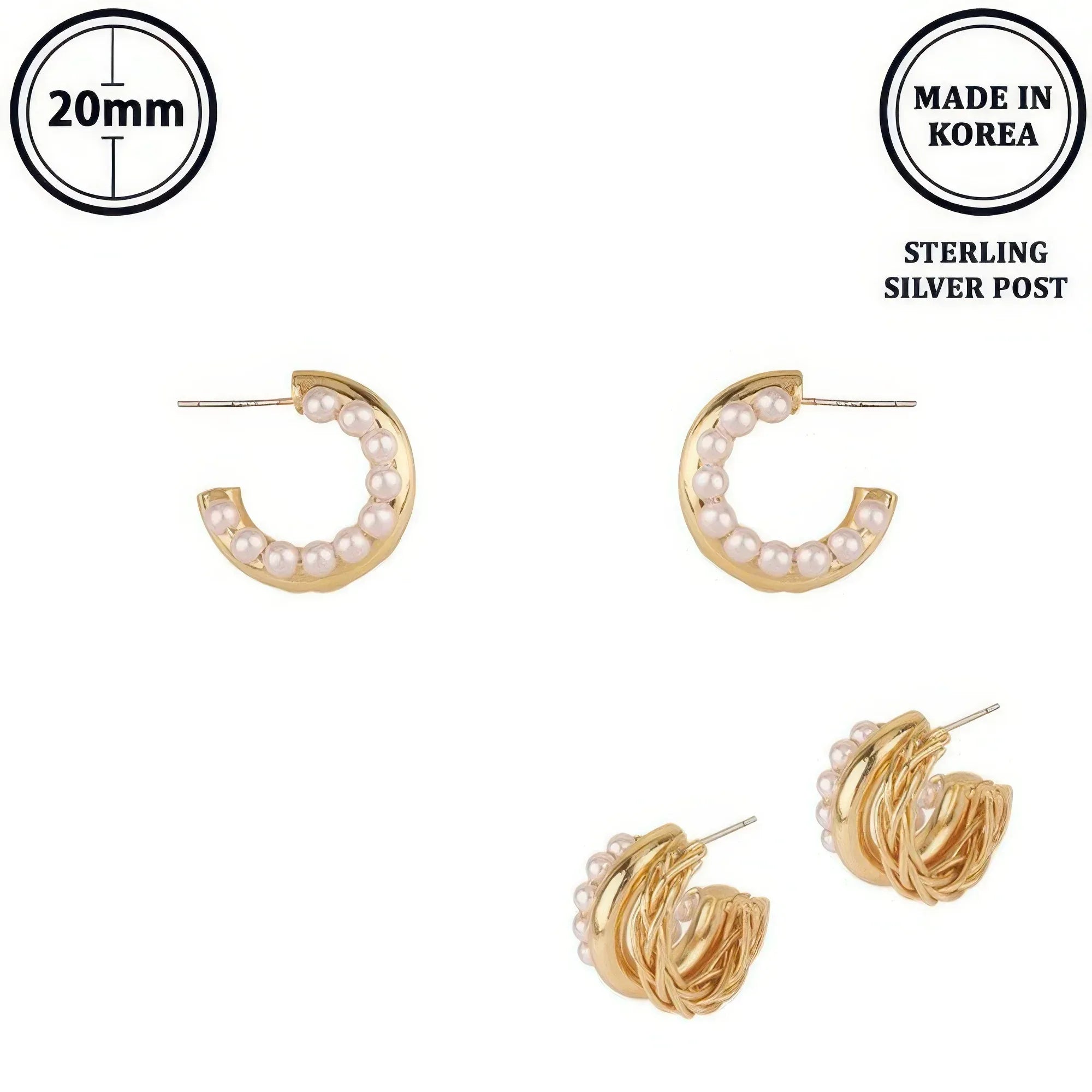 Flash-plated Pearl Hoop Earrings | Mixtshop LLC Main image