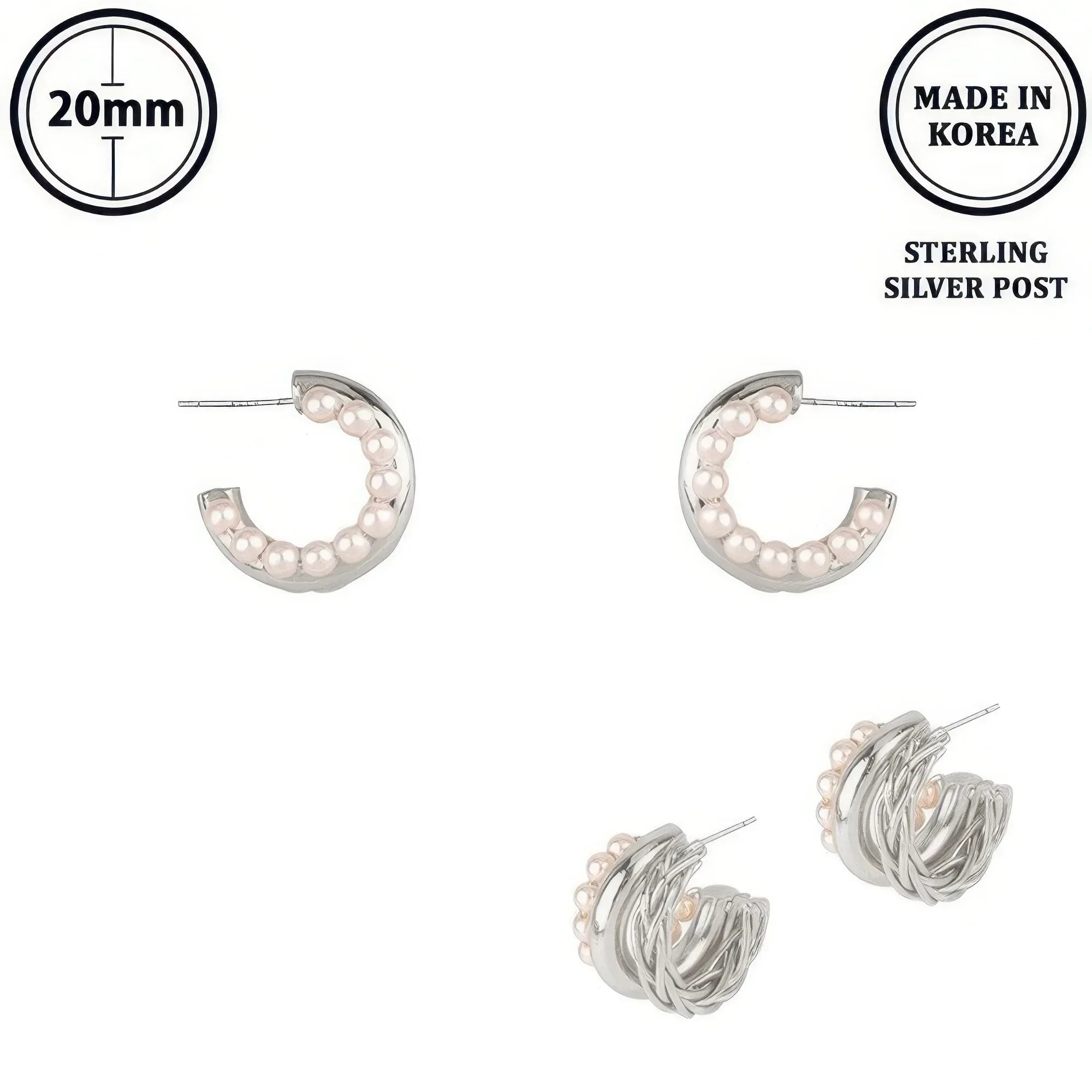 Flash-plated Pearl Hoop Earrings Secondary image