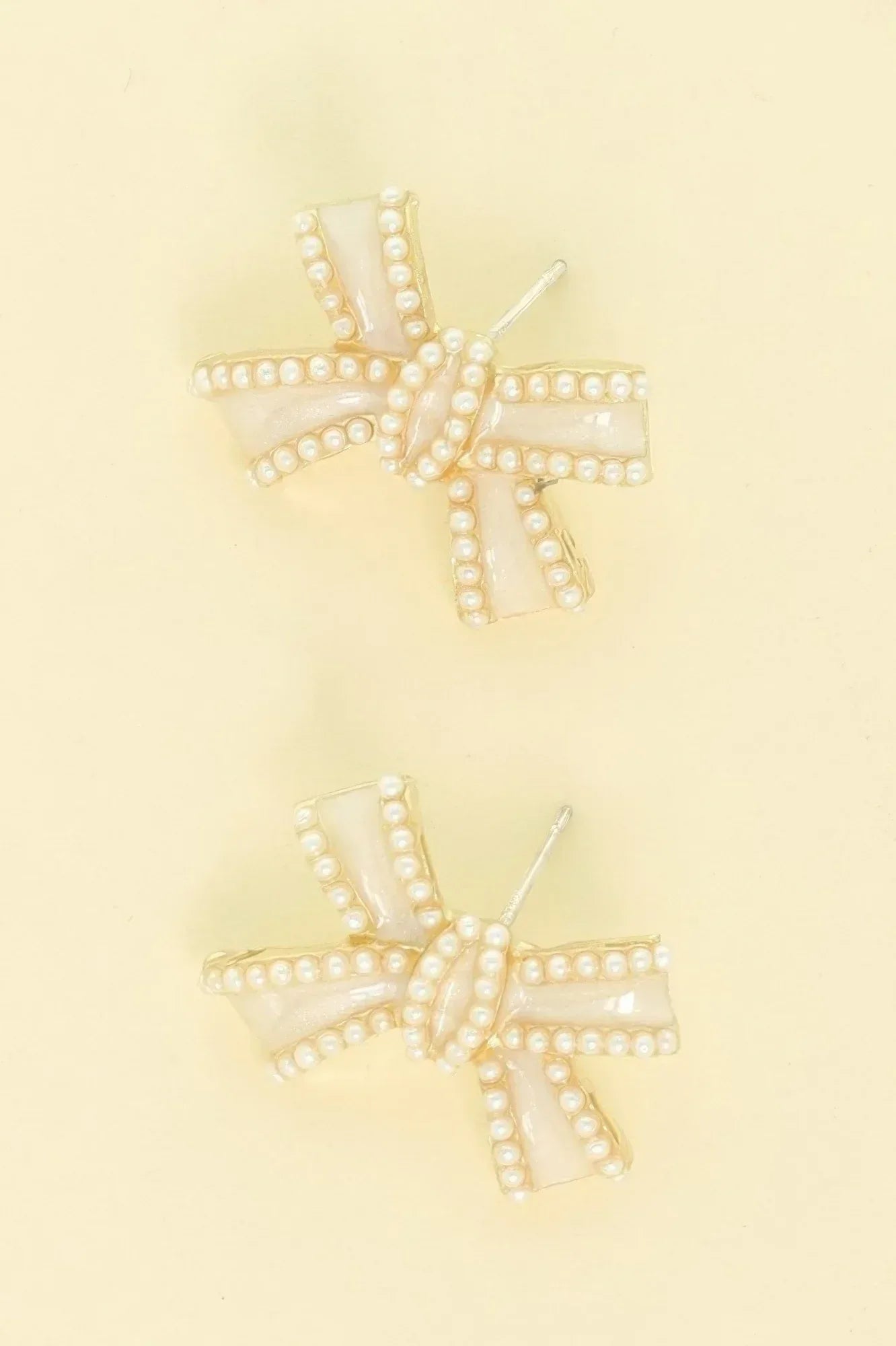 Jeweled Short Tail Bow Ribbon Earrings | Mixtshop LLC Main image